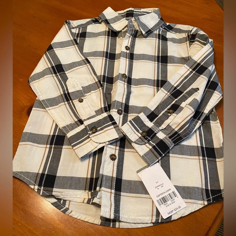 Carters NWT Bundle of (2) OshKosh Button Down  Long Sleeve Shirts - Sz 3T